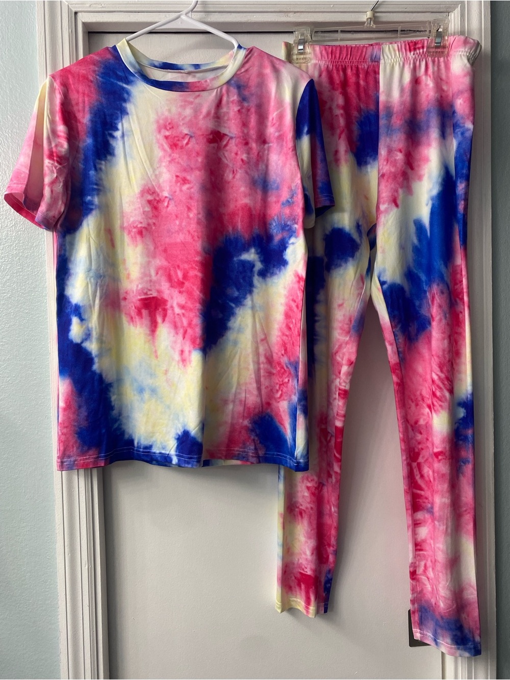 Women’s Tie-Dye Shirt and Pant Set - Pink, Blue & Yellow